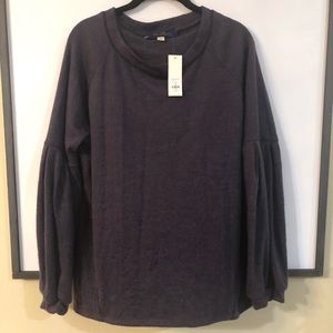 Sweater Balloon Arms Grey Top Dressy Sweater